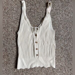 Abercrombie & Fitch Cream Ribbed Tank Top